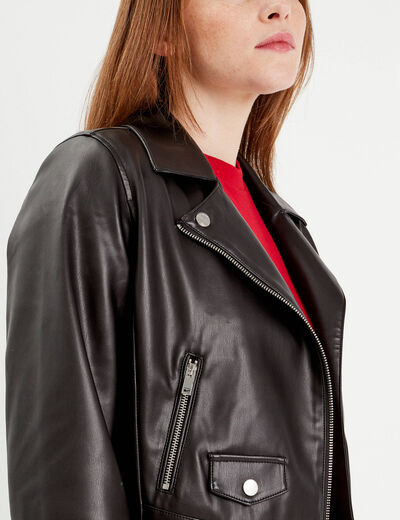 Veste biker simili cuir noir femme