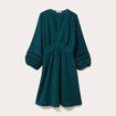 Robe courte &eacute;vas&eacute;e col v manches 3/4 vert fonc&eacute; femme