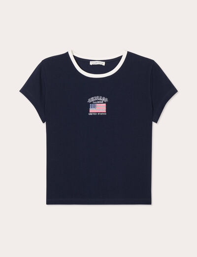 T-shirt manches courtes bleu marine femme