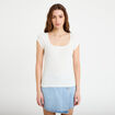 T-shirt cintr&eacute; d&eacute;collet&eacute; manches courtes ecru femme