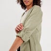 Chemise manches 3/4 contenant du lin vert kaki femme