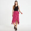 Jupe longue portefeuille rose framboise femme