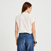 Chemise effet boule col am&eacute;ricain ecru femme