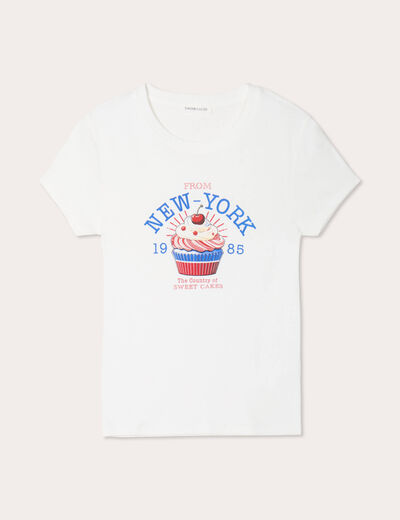 T-shirt manches courtes ecru femme
