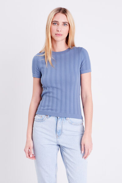 T-shirt manches courtes bleu femme