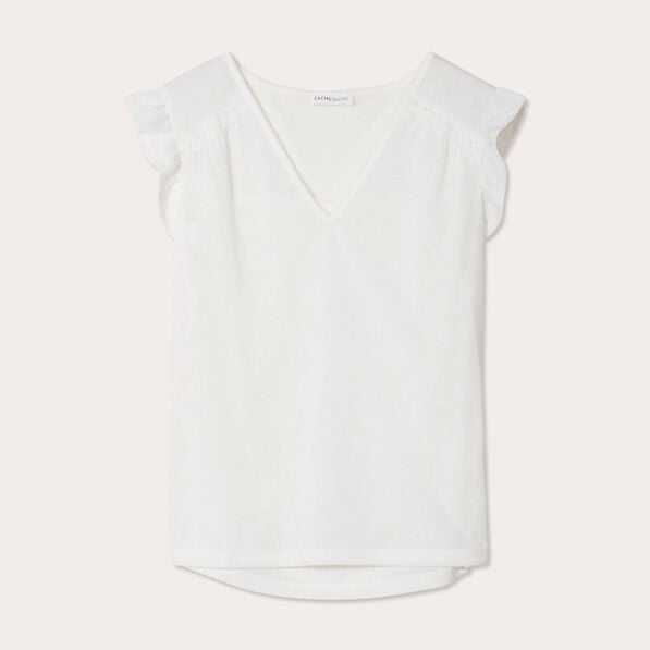 debardeur manches volants ecru femme Débardeur manches volants ecru femme