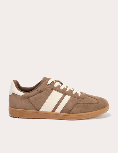 Baskets basses &agrave; lacets beige femme