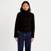 Veste droite bouclette col montant noir femme