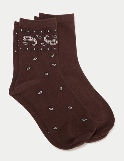 Lot de 2 paires de chaussettes marron fonc&eacute; femme
