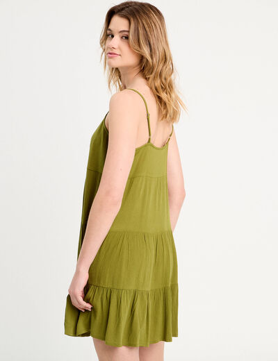 Robe évasée bretelles vert foncé femme