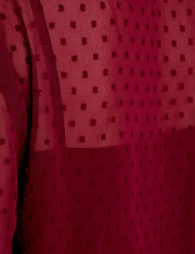 Blouse courte droite col v rouge fonc&eacute; femme