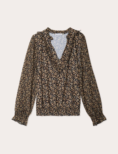Blouse manches longues noir femme