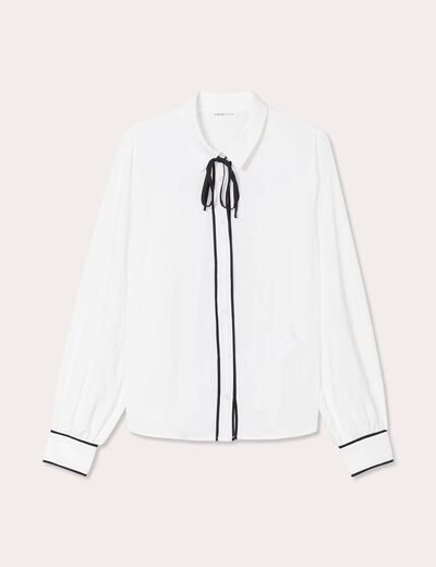 Chemise manches longues noeud ecru femme