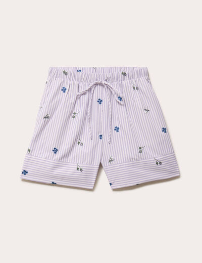 Short flare brod&eacute; Bridgerton violet clair femme