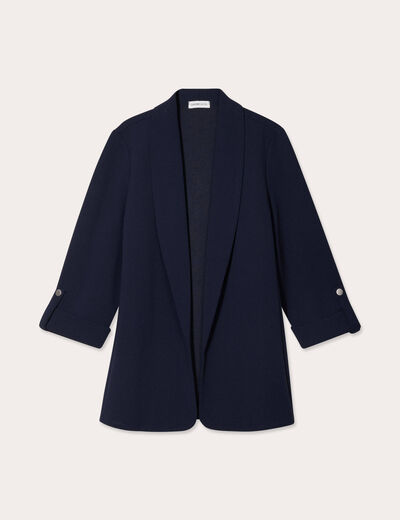 Veste blazer manches 3/4 bleu marine femme