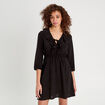 Robe évasée avec volants noir femme