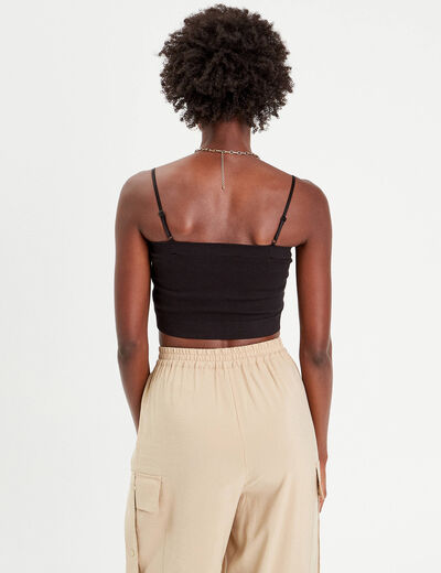 Brassi&egrave;re cropped c&ocirc;tel&eacute;e noir femme