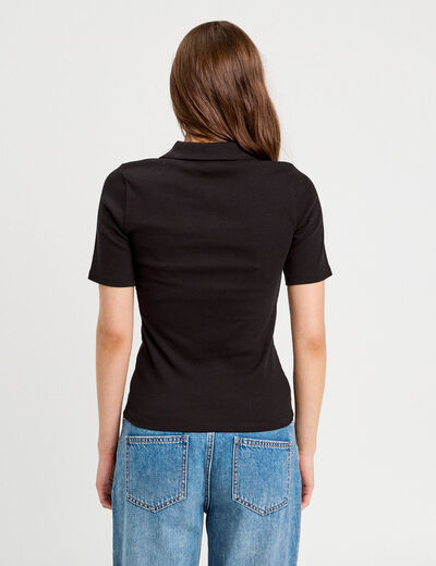 Polo manches courtes noir femme