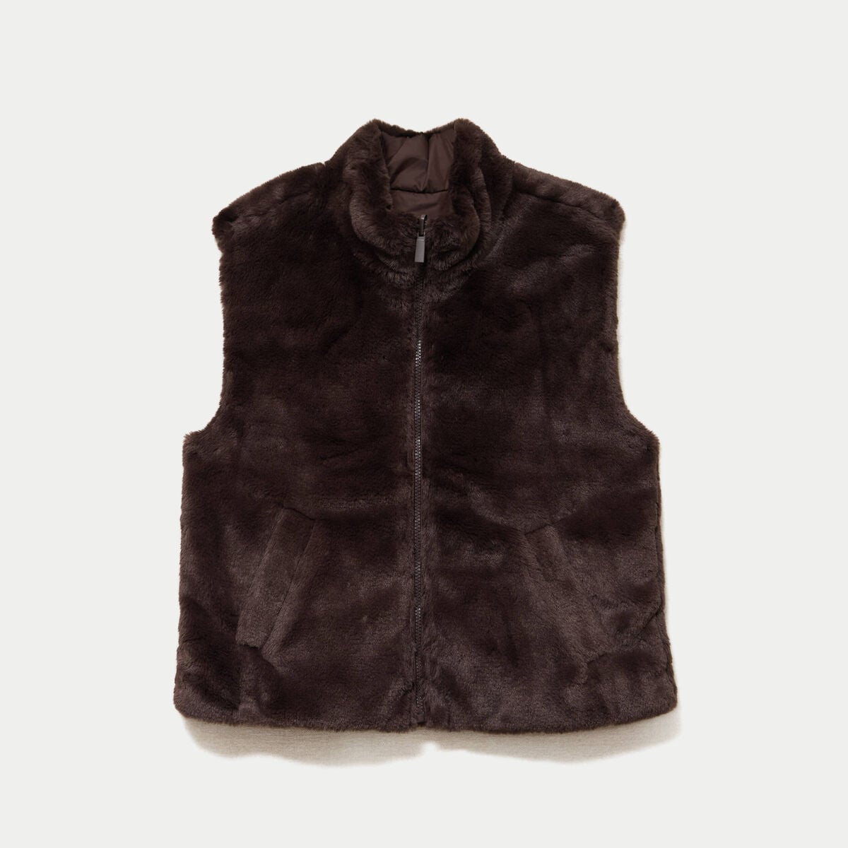 Veste r&eacute;versible sans manches marron fonc&eacute; femme