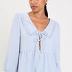 Blouse col claudine denim snow gris femme