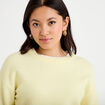 Pull col rond manches longues jaune clair femme