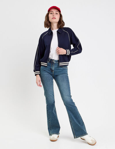 Pantalon bootcut ceinture amovible denim dirty femme