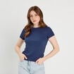 T-shirt manches courtes côtelé bleu foncé femme