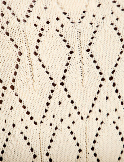 Gilet col v manches courtes brod&eacute; sable femme