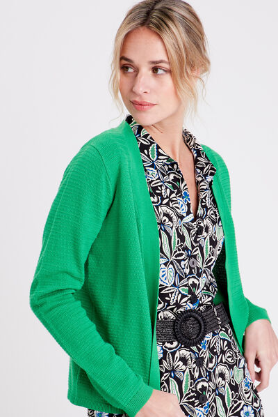 Gilet manches longues vert femme