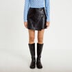 Jupe-short courte en similicuir noir femme