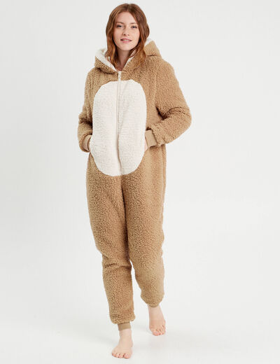 Combinaison pyjama capuche sable femme