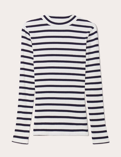 T-shirt cintré col montant blanc femme