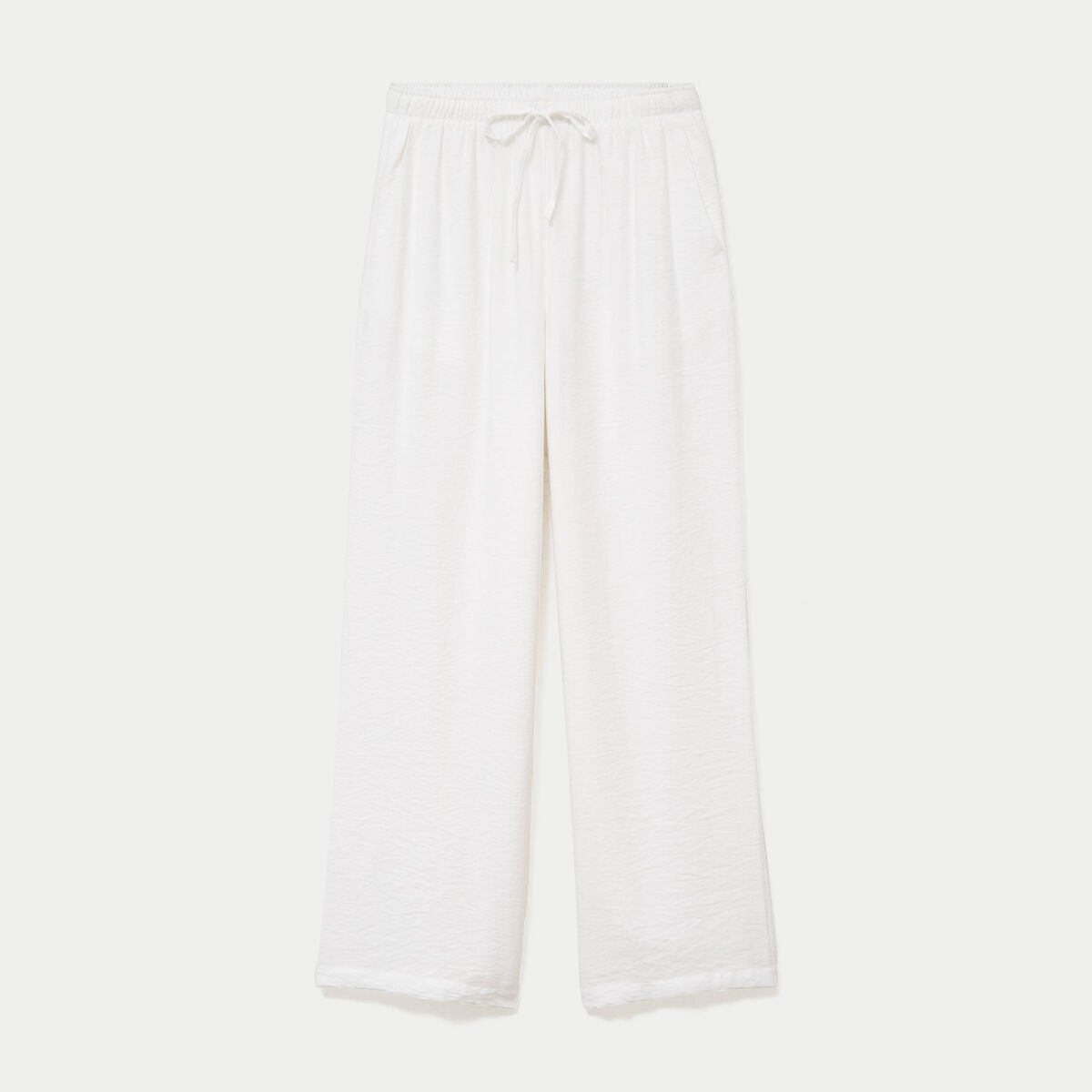 Pantalon large taille standard ecru femme