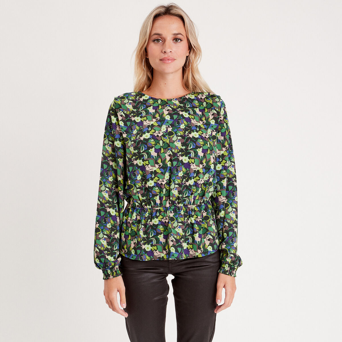 Blouse manches longues vert femme