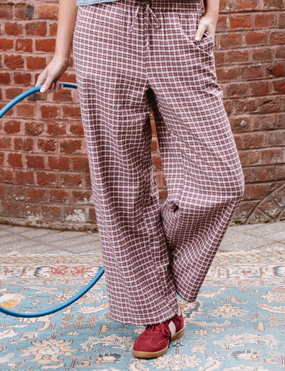 Pantalon large taille standard blanc femme