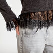 Pull d&eacute;tails de dentelle gris fonc&eacute; femme