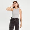 Débardeur côtelé gris clair femme