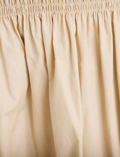 Jupon &eacute;vas&eacute; taille smock&eacute;e beige femme