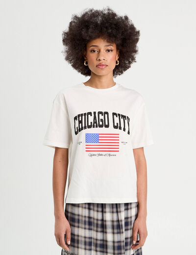 T-shirt manches courtes blanc femme