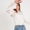 T-shirt ajouré manches pagodes ecru femme