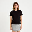 T-shirt col rond manches courtes noir femme