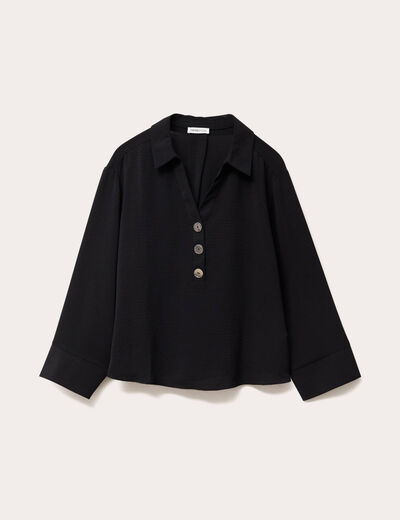 Blouse manches longues noir femme