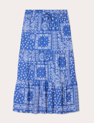 Jupe longue fluide bleu femme