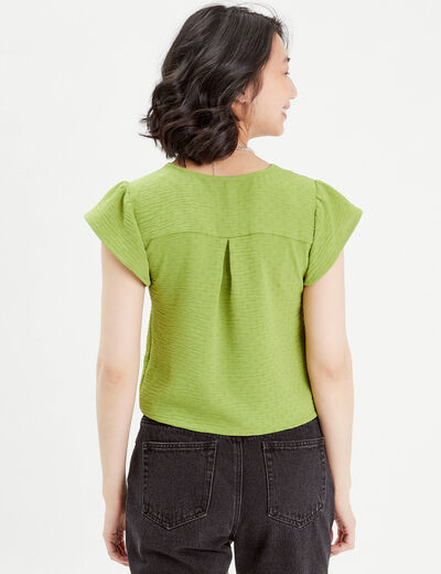 Blouse manches courtes vert anis femme