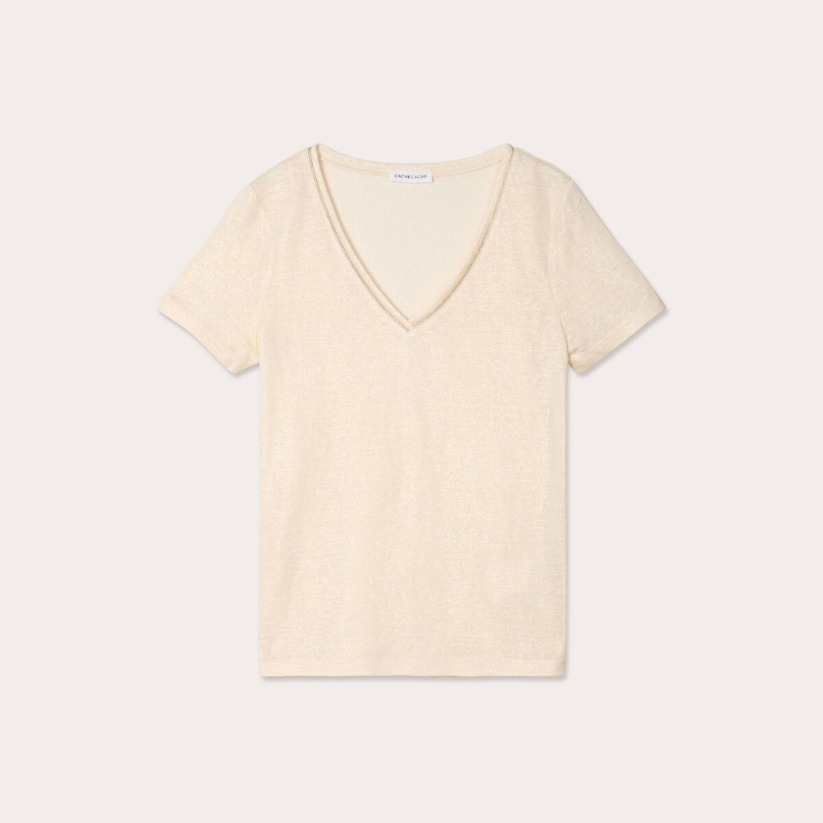 T-shirt manches courtes irisé couleur or femme