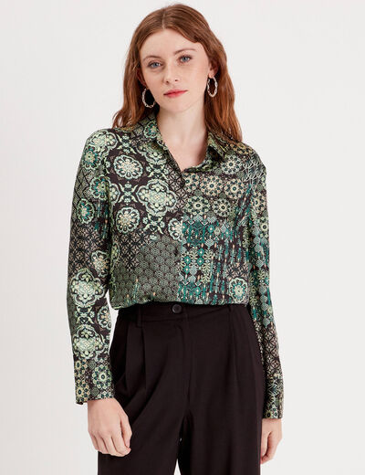Chemise manches longues noir femme