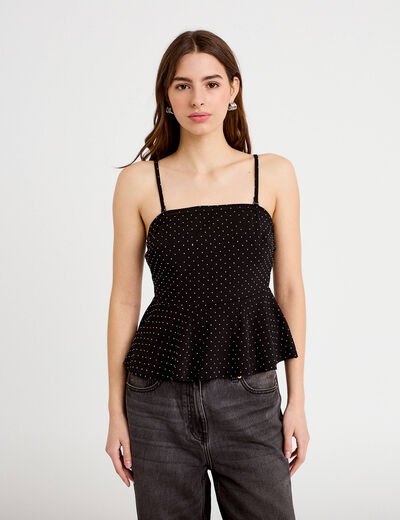 Top studs bretelles amovibles noir femme