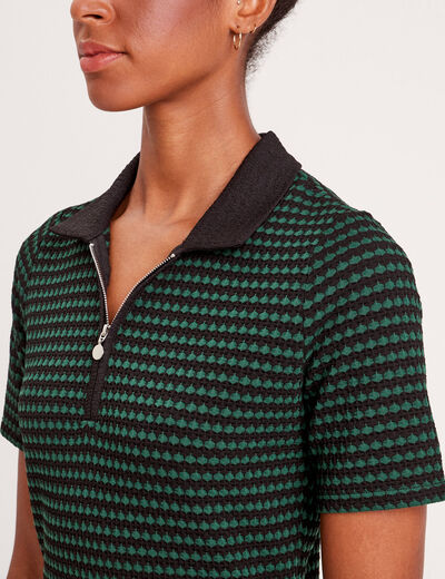 Robe moulante col polo vert femme