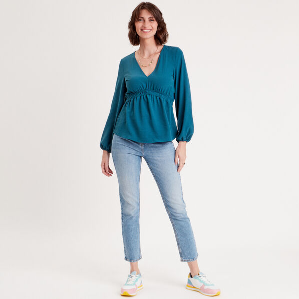 blouse manches longues bleu canard femme Blouse manches longues bleu canard femme