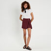 Jupe-short évasée prune femme